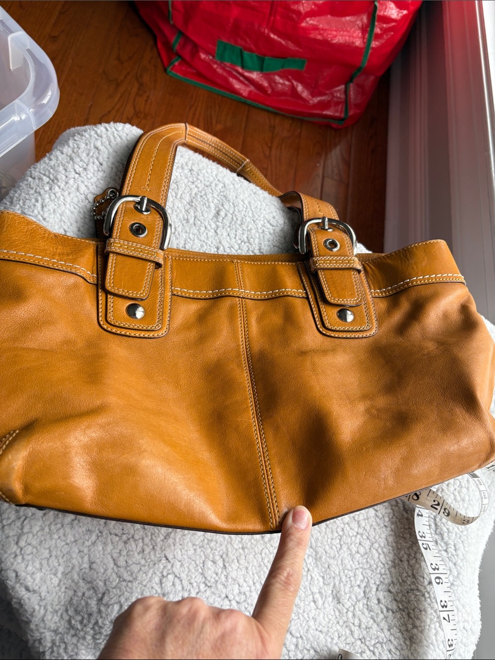 Coach Soho Pleated Saffron/Camel Leather Tote Bag F13732 Y2K with Hangtag Charm - Picture 4 of 16